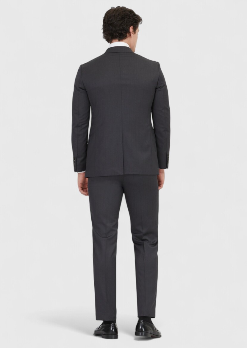 Hard Coal Plain Regular Fit 100% Wool Suit - 6