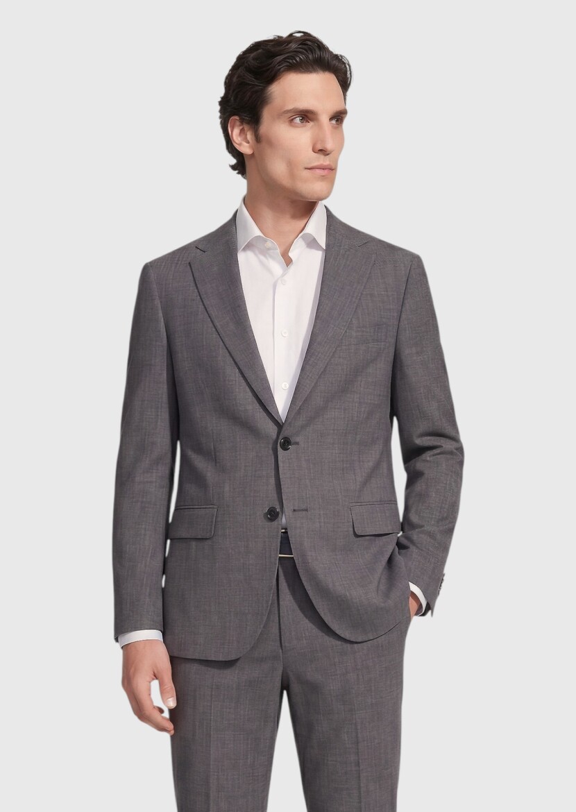 Hard Coal Plain Regular Fit Silk Blended Suit - RAMSEY