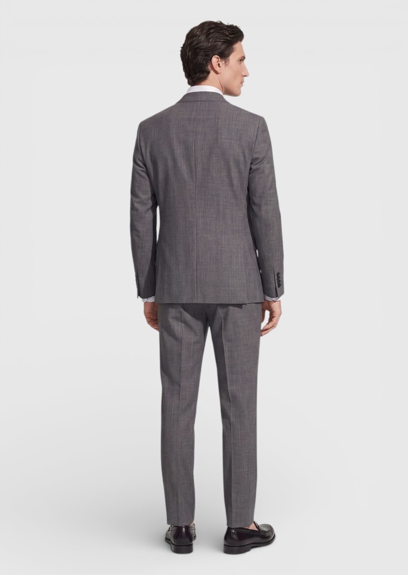 Hard Coal Plain Regular Fit Silk Blended Suit - 5