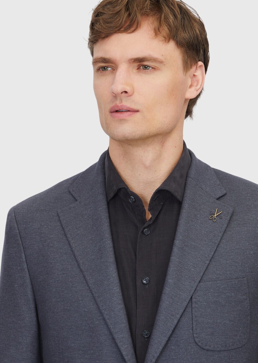 Hard Coal Plain Wool Blended Jacket - 3