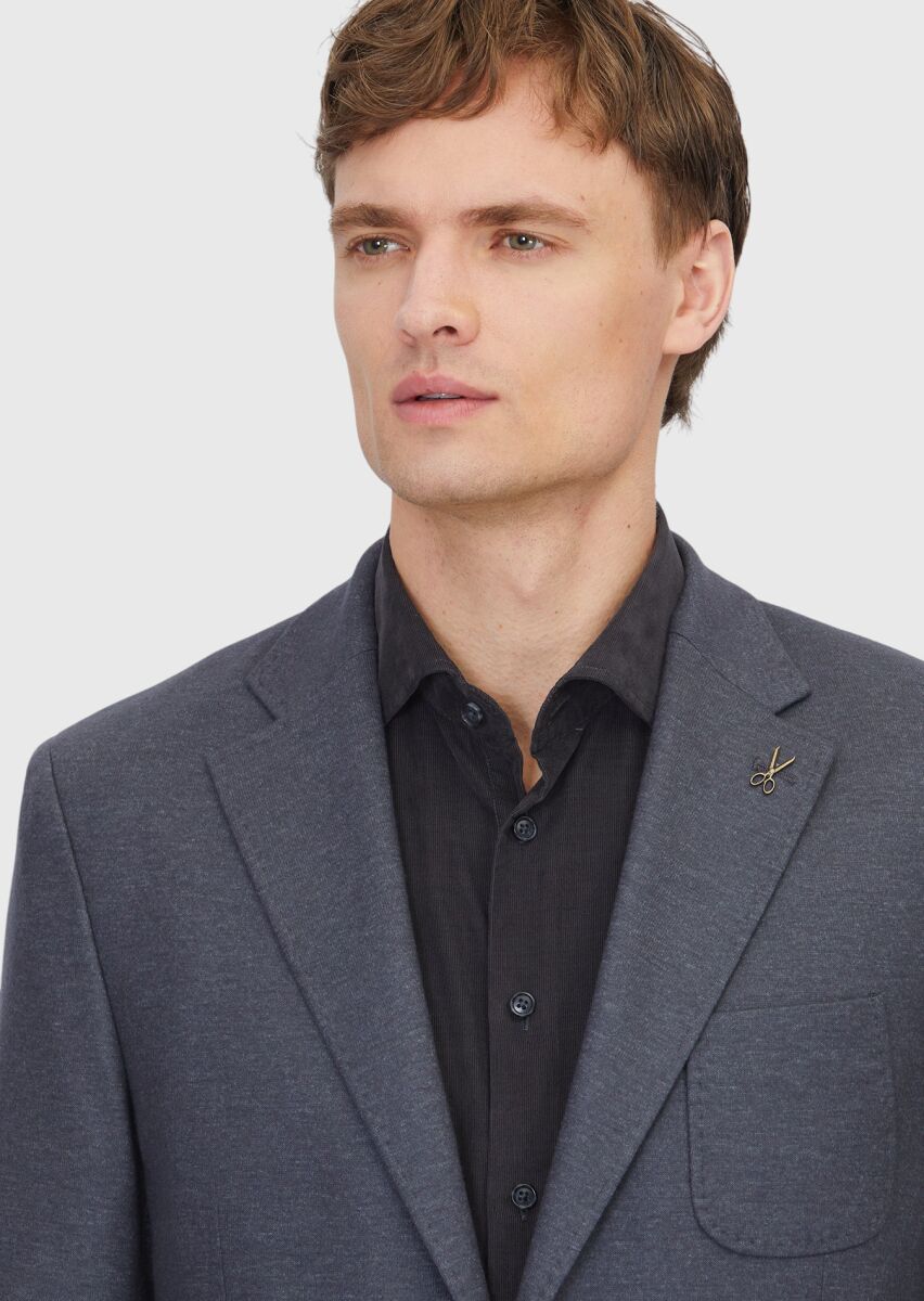 Hard Coal Plain Wool Blended Jacket - 3