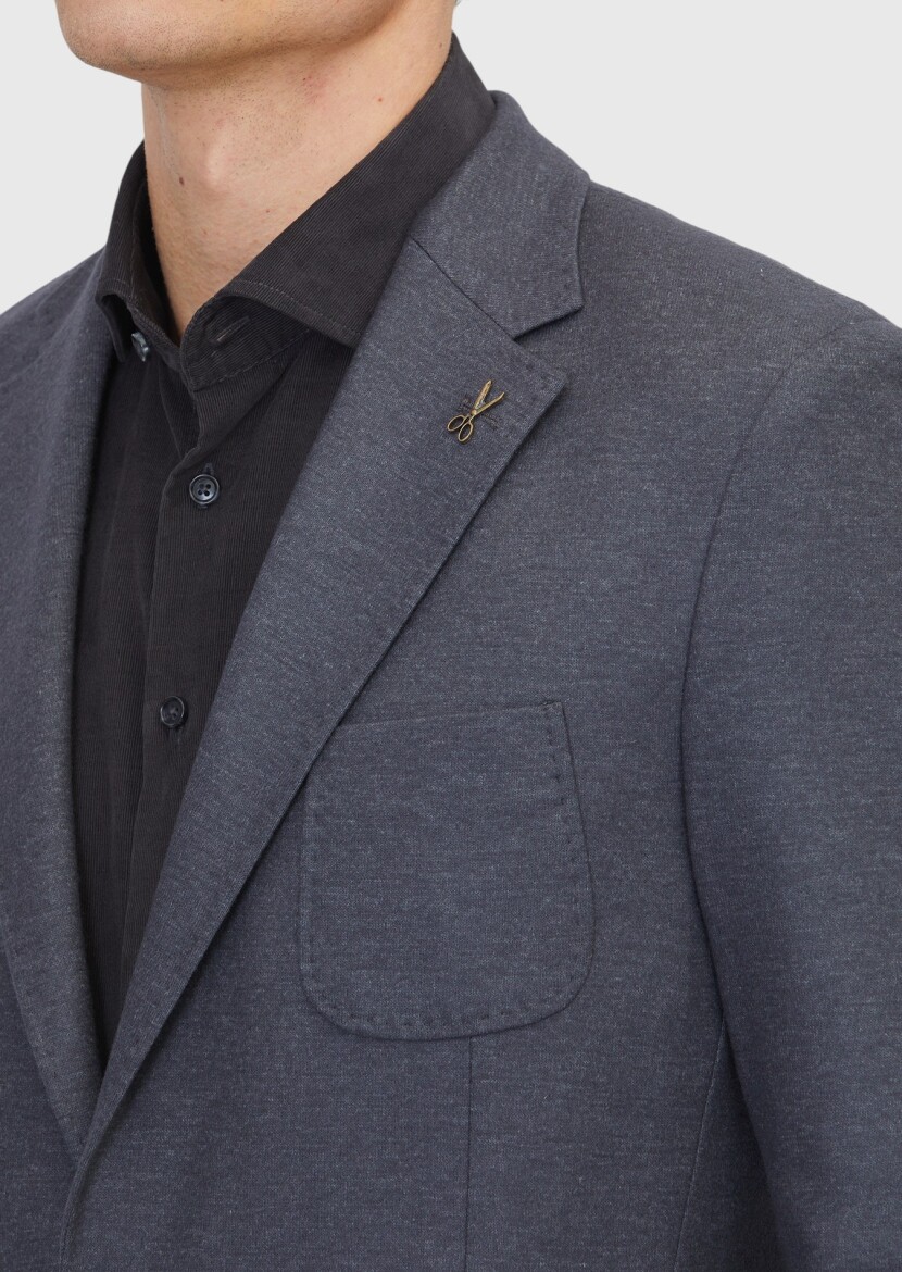 Hard Coal Plain Wool Blended Jacket - 4