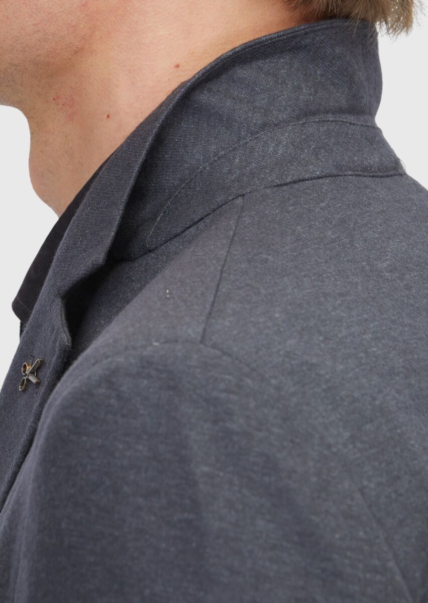 Hard Coal Plain Wool Blended Jacket - 5