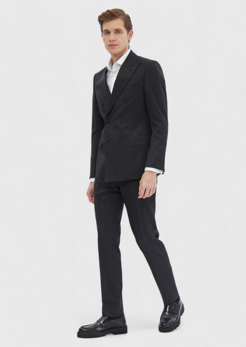 Hard Coal Plain Zeroweight Slim Fit 100% Wool Suit - 2