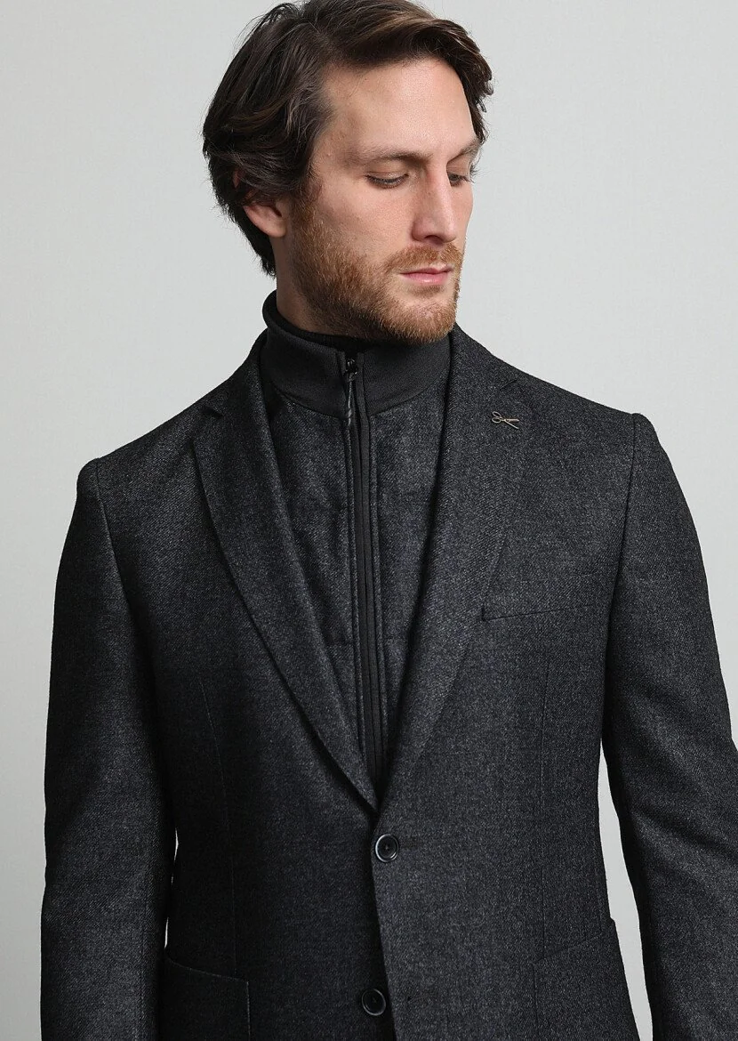 Hard Coal Plain Zeroweight Slim Fit Wool Blended Jacket - 1