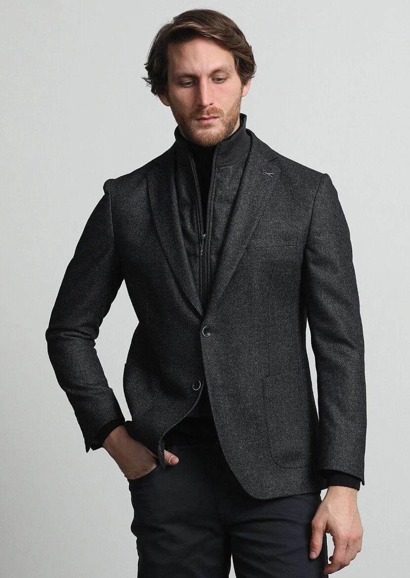 Hard Coal Plain Zeroweight Slim Fit Wool Blended Jacket - 2