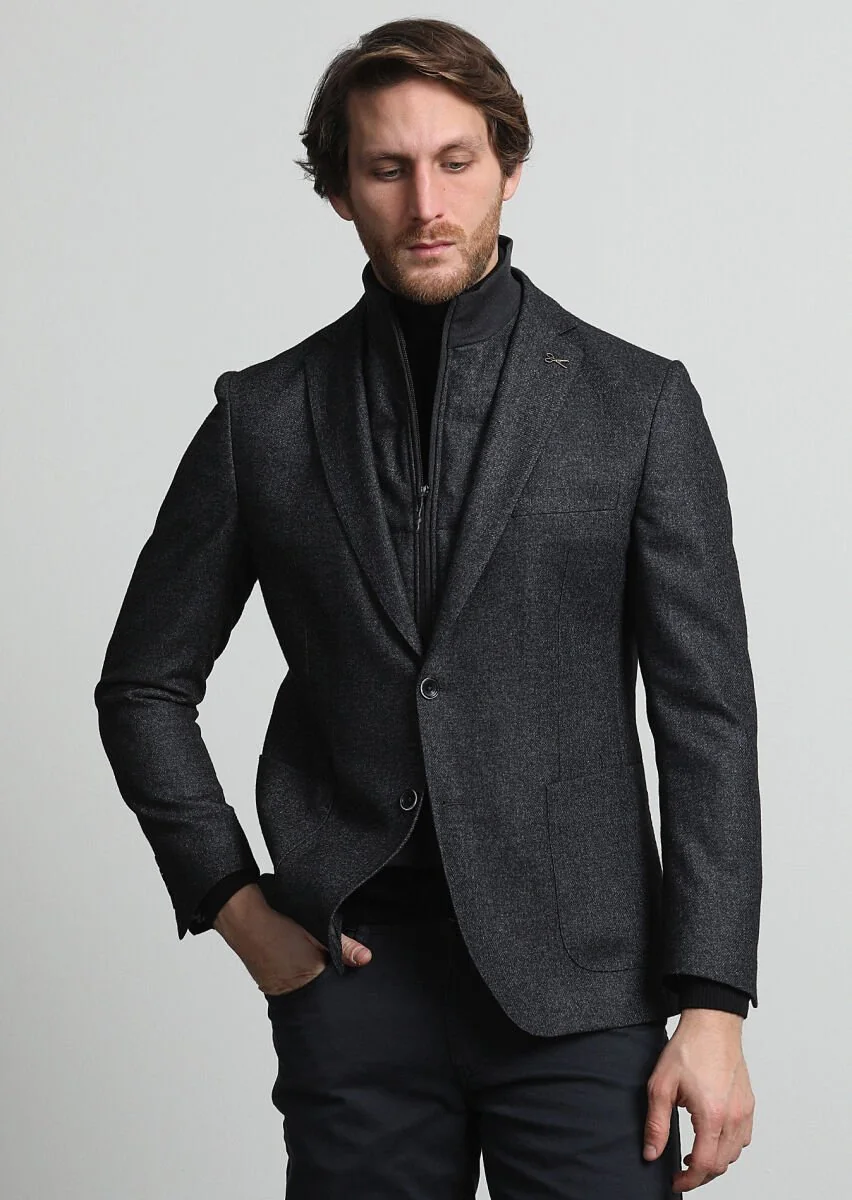 Hard Coal Plain Zeroweight Slim Fit Wool Blended Jacket - 2