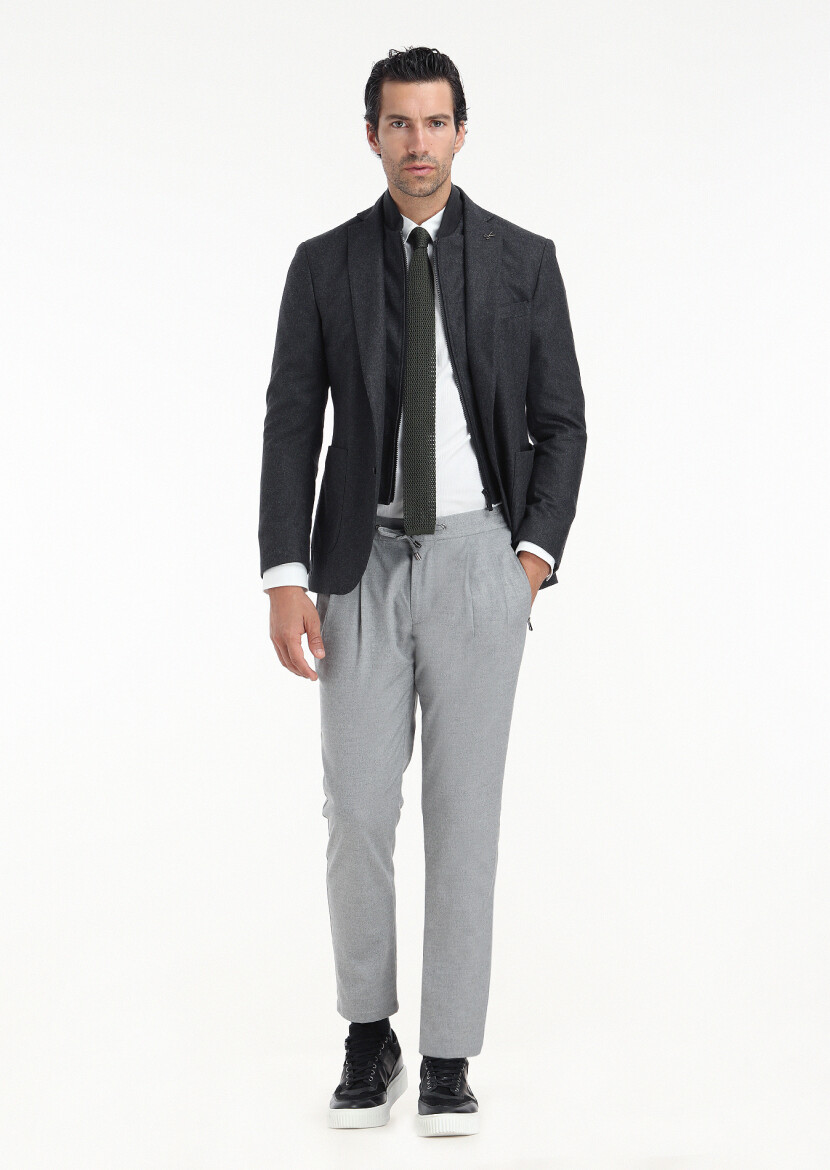 Hard Coal Plain Zeroweight Slim Fit Wool Blended Jacket - 1