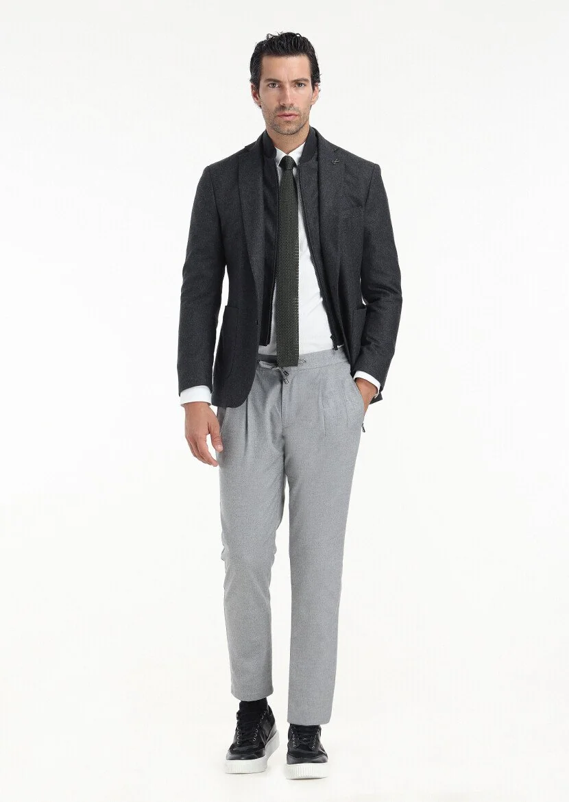 Hard Coal Plain Zeroweight Slim Fit Wool Blended Jacket - 1