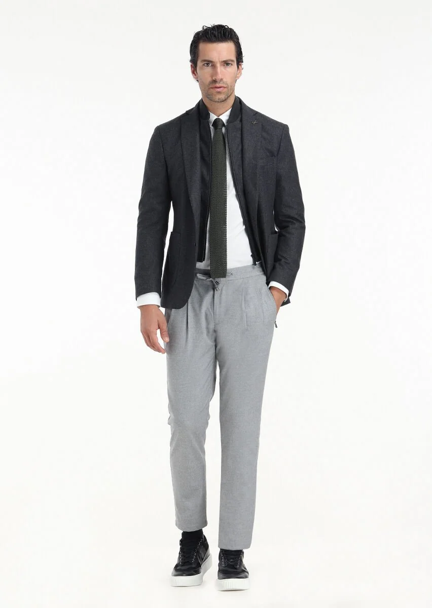 Hard Coal Plain Zeroweight Slim Fit Wool Blended Jacket - 1