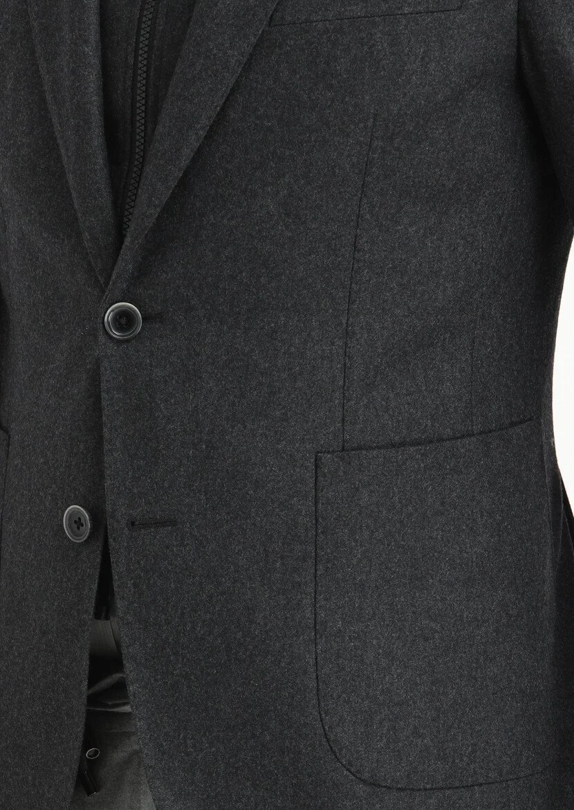 Hard Coal Plain Zeroweight Slim Fit Wool Blended Jacket - 4