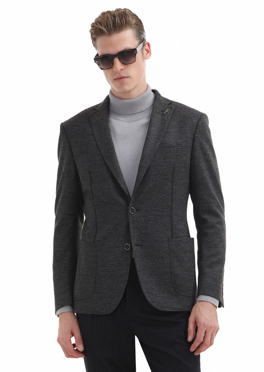 Hard Coal Plain Zeroweight Slim Fit Wool Blended Jacket - 4