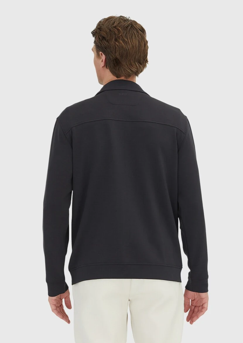 Hard Coal Polo Neck Plain Sweatshirt - 4