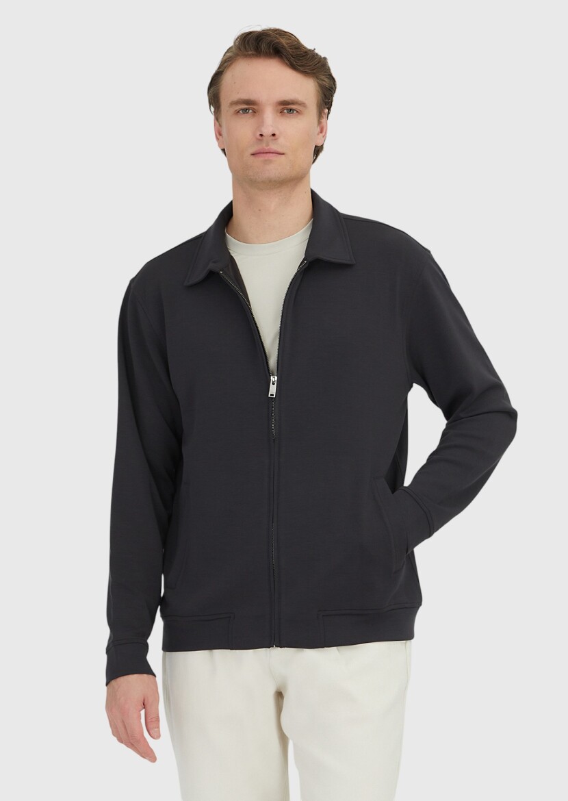 Hard Coal Polo Neck Plain Sweatshirt - RAMSEY