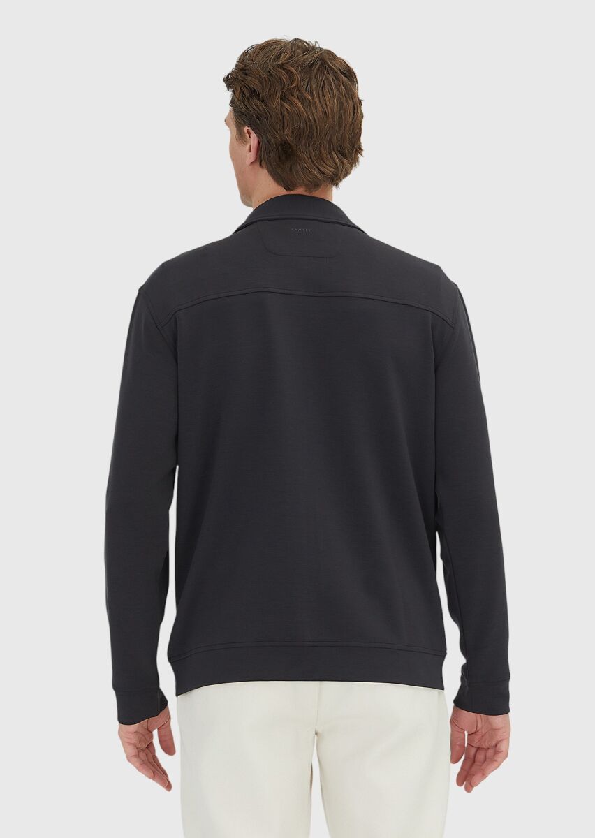 Hard Coal Polo Neck Plain Sweatshirt - 4