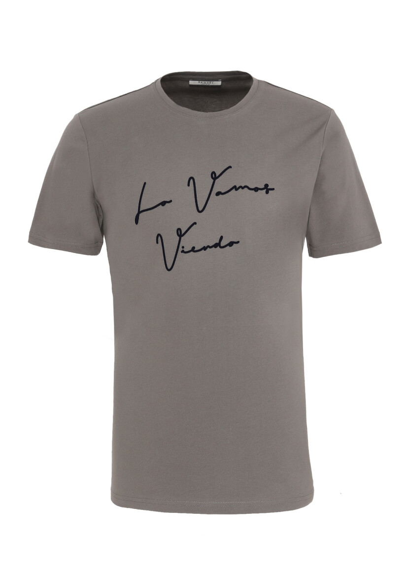 Hard Coal Printed Crew Neck 100% Cotton T-Shirt - 1