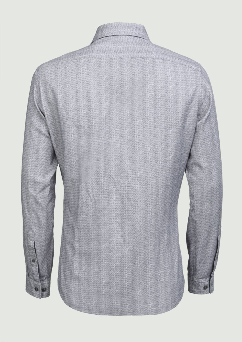 Hard Coal Printed Slim Fit Long Weaving Casual 100% Cotton Shirt - 6