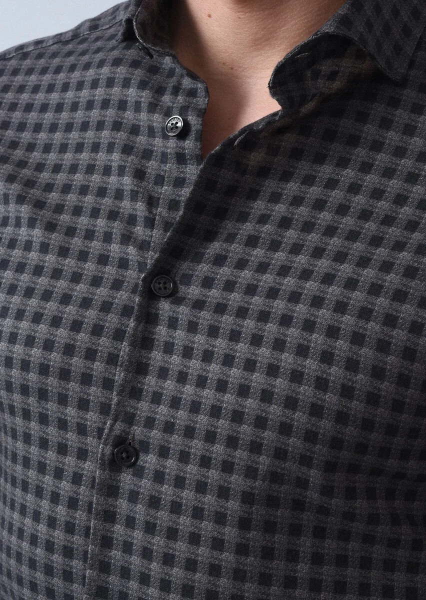Hard Coal Printed Slim Fit Weaving Casual 100% Cotton Shirt - 2