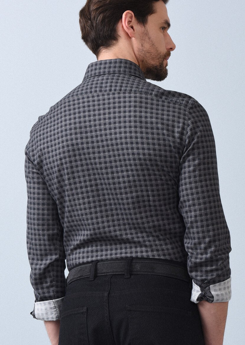 Hard Coal Printed Slim Fit Weaving Casual 100% Cotton Shirt - 5