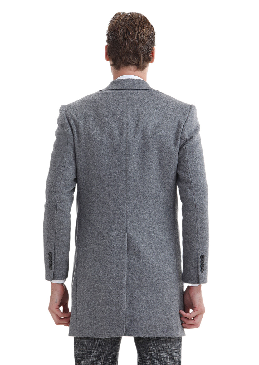 Hard Coal Regular Fit Butterfly Collar Classical Weaving Overcoat - 3