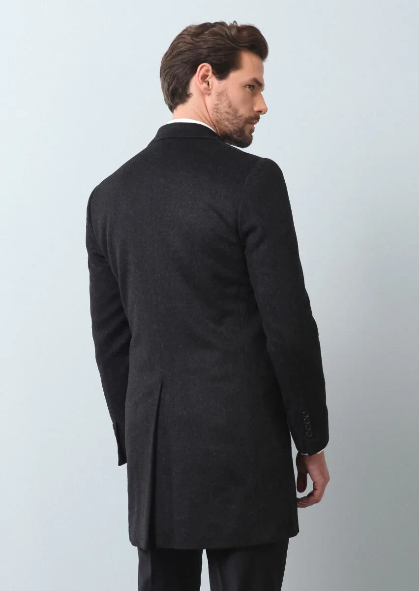Hard Coal Regular Fit Butterfly Collar Classical Weaving Overcoat - 5