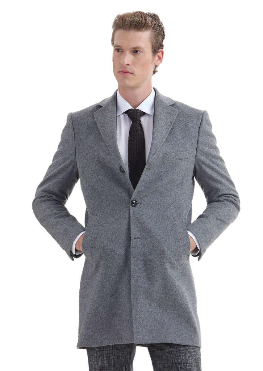 Hard Coal Regular Fit Butterfly Collar Classical Weaving Overcoat - 2