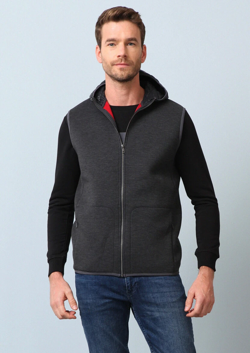 Hard Coal Regular Fit Casual Knitting Puffer Vest - 1