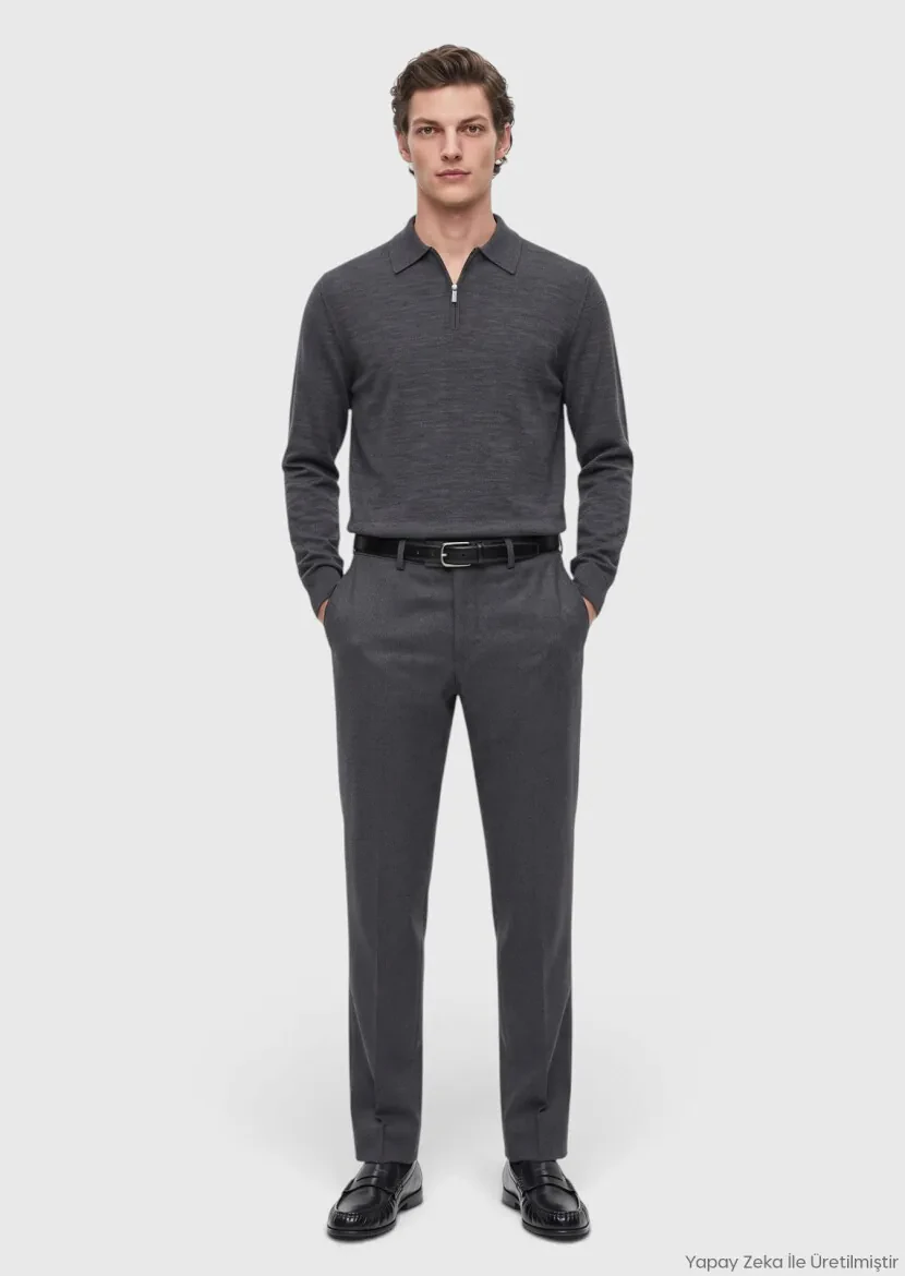 Hard Coal Regular Fit Classical 100% Wool Trousers - RAMSEY