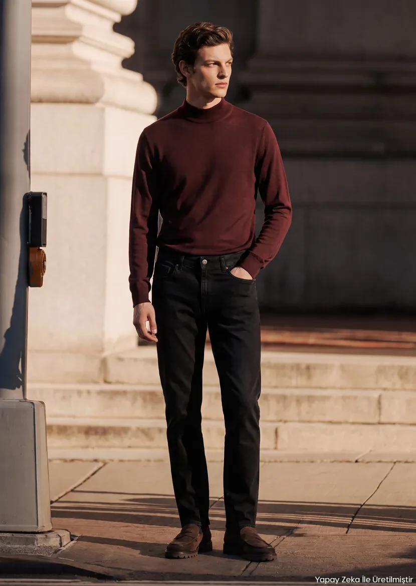 Hard Coal Regular Fit Denim Cotton Blended Trousers - RAMSEY