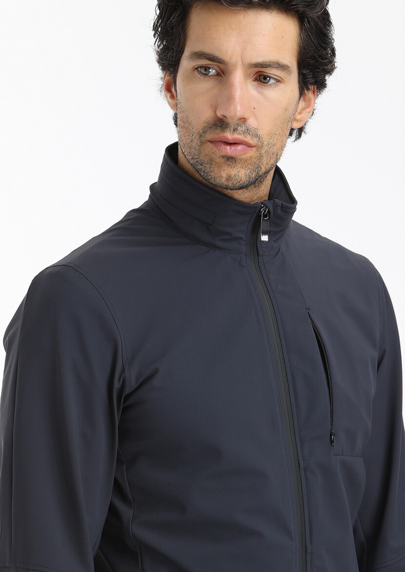 Hard Coal Regular Fit Hidden Hood Casual Weaving Coat 