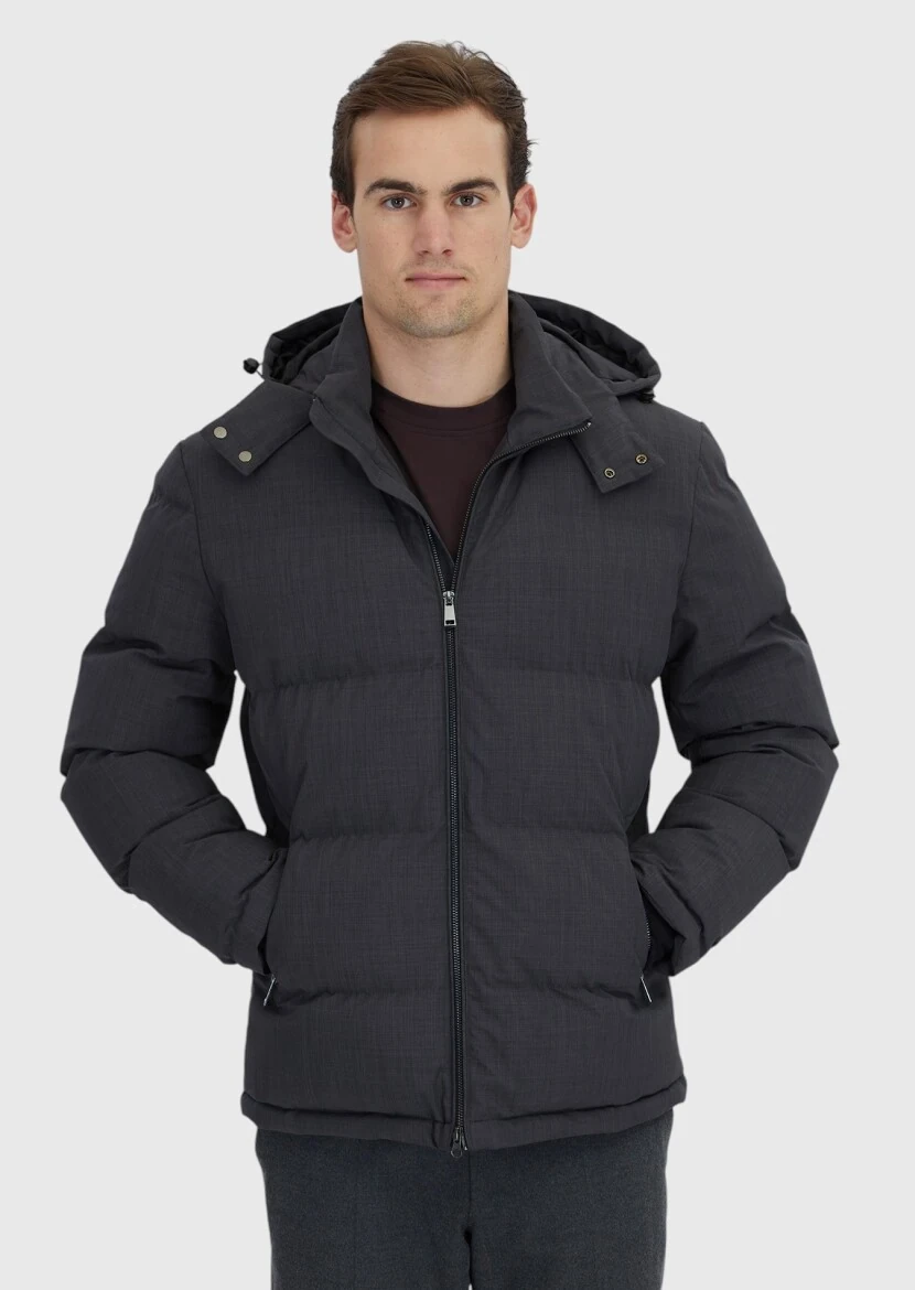 Hard Coal Regular Fit Hooded Casual Weaving Coat - 1