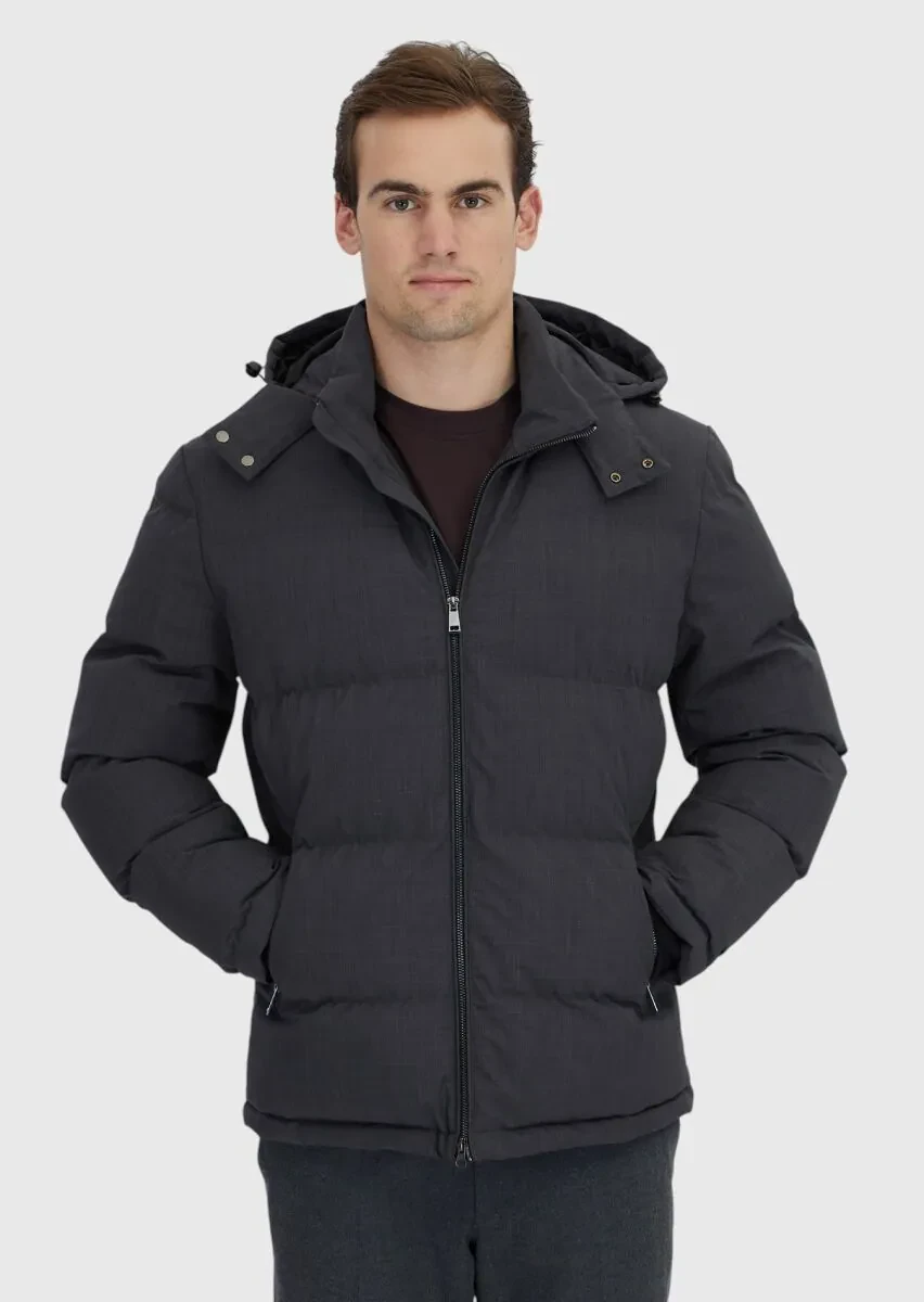 Hard Coal Regular Fit Hooded Casual Weaving Coat - 1