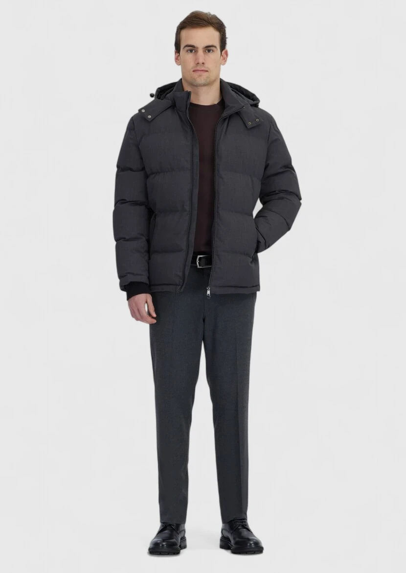 Hard Coal Regular Fit Hooded Casual Weaving Coat - 2