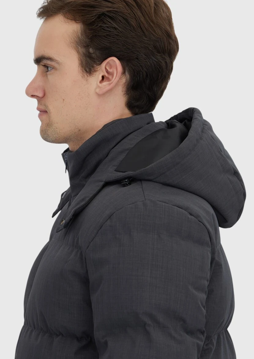 Hard Coal Regular Fit Hooded Casual Weaving Coat - 4