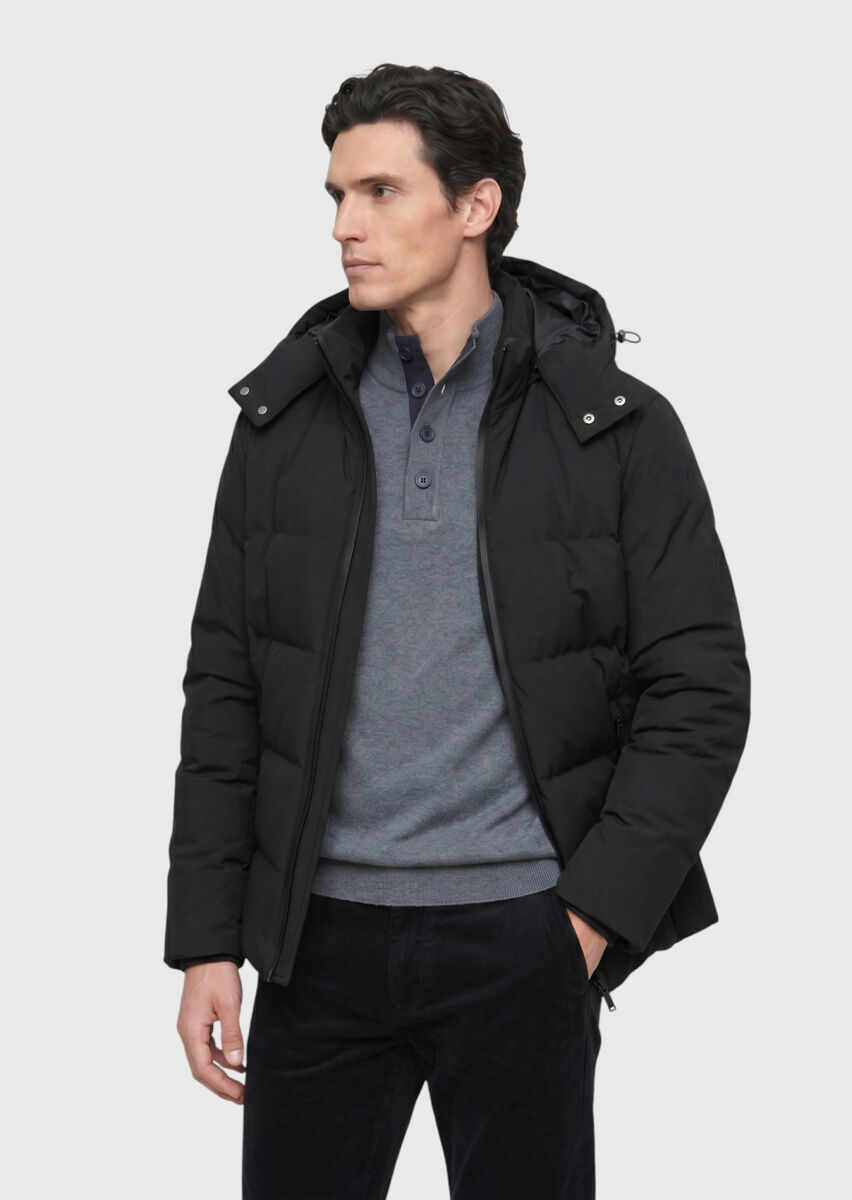 Hard Coal Regular Fit Hooded Casual Weaving Coat - 4