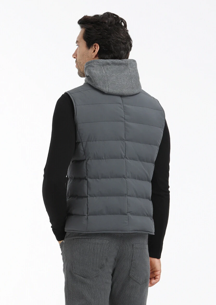 Hard Coal Regular Fit Hooded Casual Weaving Puffer Vest - 4