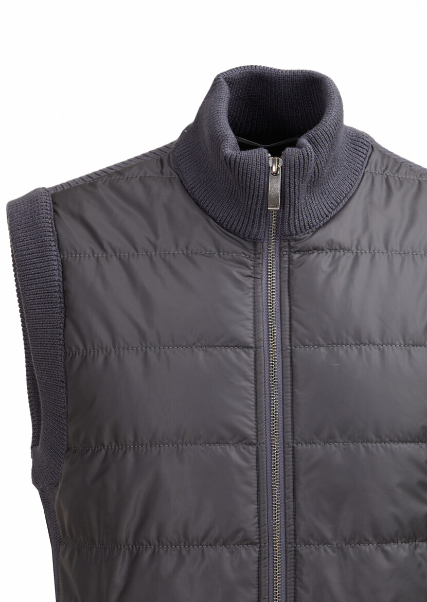 Hard Coal Regular Fit Mock-Turtleneck Casual Knitting Knit Vest 