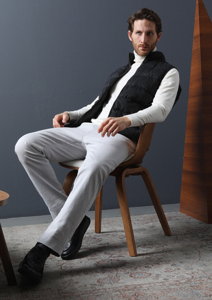 Hard Coal Regular Fit Turtleneck Casual Knitting Puffer Puffer Vest - 2