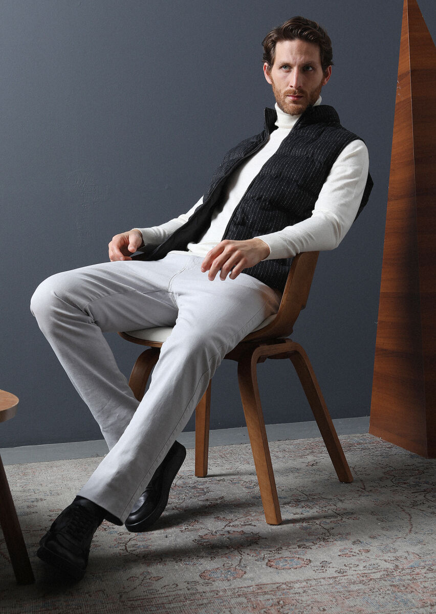 Hard Coal Regular Fit Turtleneck Casual Knitting Puffer Puffer Vest - 2