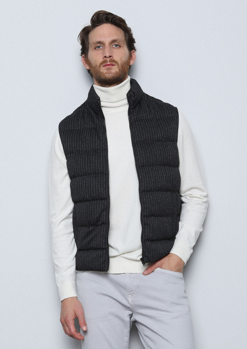Hard Coal Regular Fit Turtleneck Casual Knitting Puffer Puffer Vest - 3