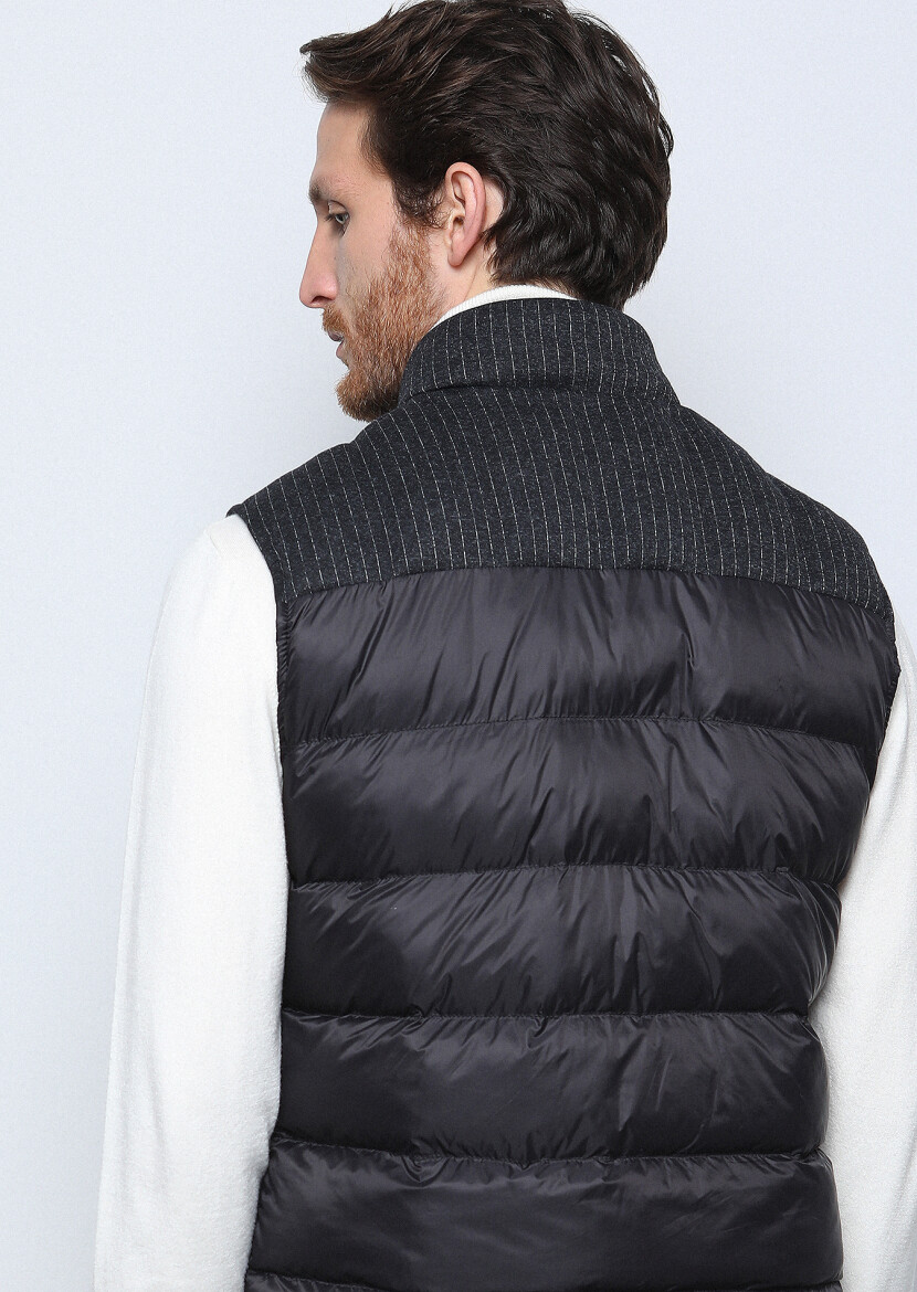 Hard Coal Regular Fit Turtleneck Casual Knitting Puffer Puffer Vest - 5