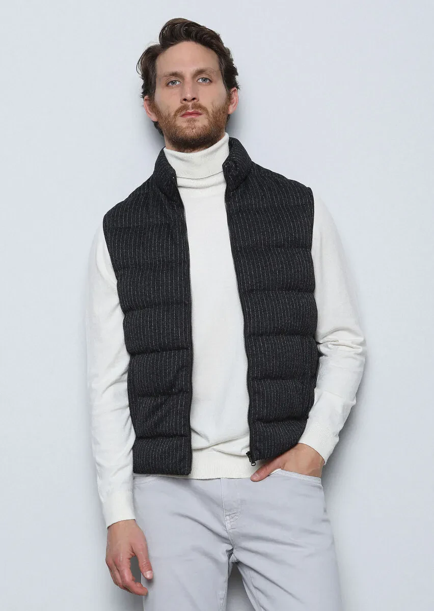Hard Coal Regular Fit Turtleneck Casual Knitting Puffer Puffer Vest - 3