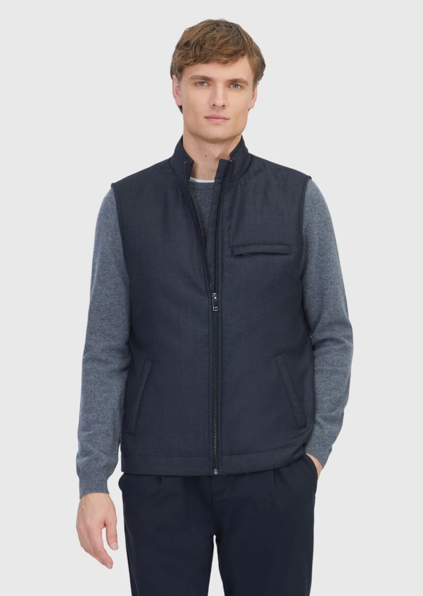 Hard Coal Regular Fit Turtleneck Casual Weaving Puffer Vest - 1