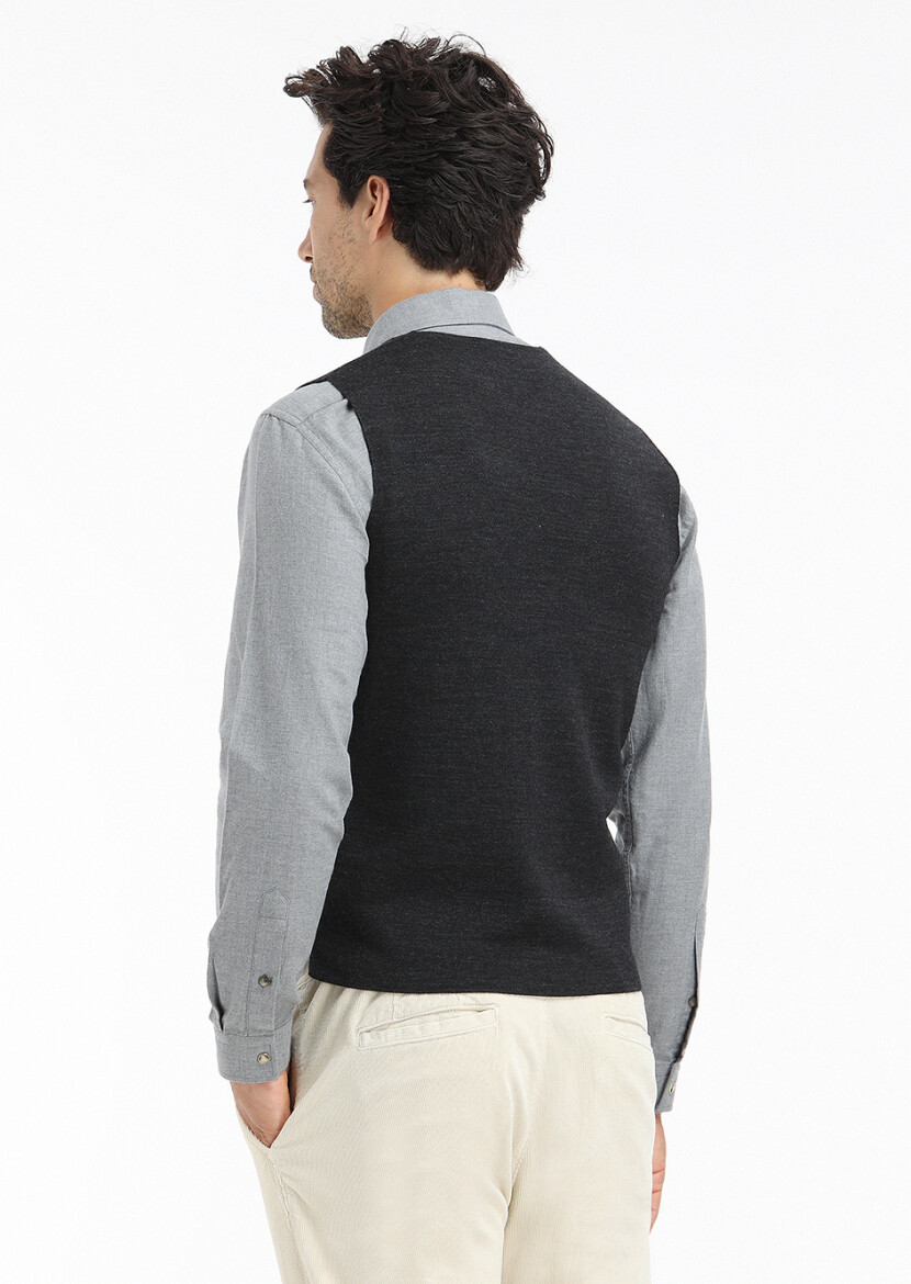 Hard Coal Regular Fit V-Neck Casual Knitting Knit Vest - 5