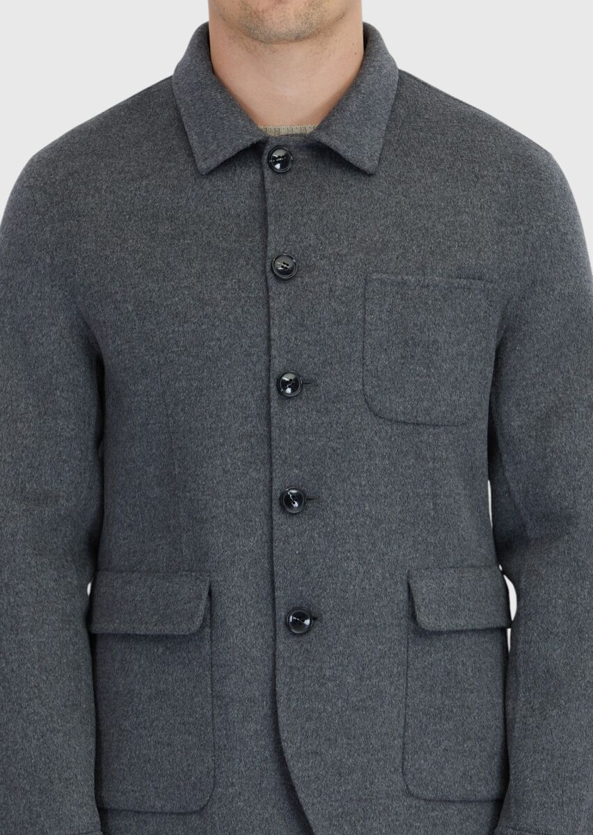 Hard Coal Regular Fit Wool Blended Lightweight Jacket - 5