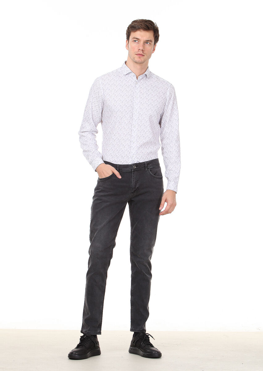 Hard Coal Slim Fit Denim Cotton Blended Trousers - 1