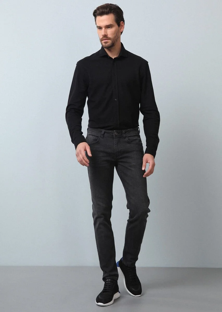 Hard Coal Slim Fit Denim Cotton Blended Trousers - 3