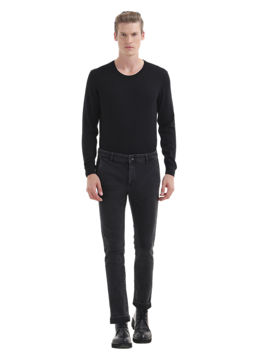 Hard Coal Slim Fit Denim Cotton Blended Trousers - 1