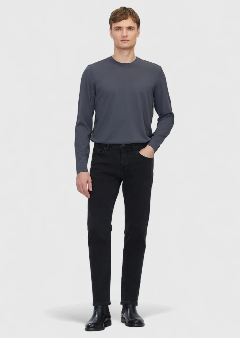 Hard Coal Slim Fit Denim Cotton Blended Trousers - 1