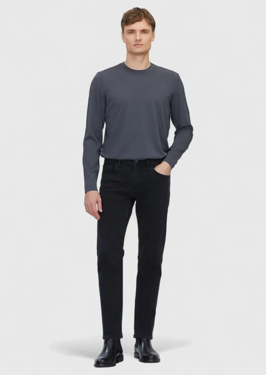 Hard Coal Slim Fit Denim Cotton Blended Trousers - 1